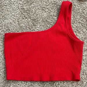 Red One Shoulder Crop Top